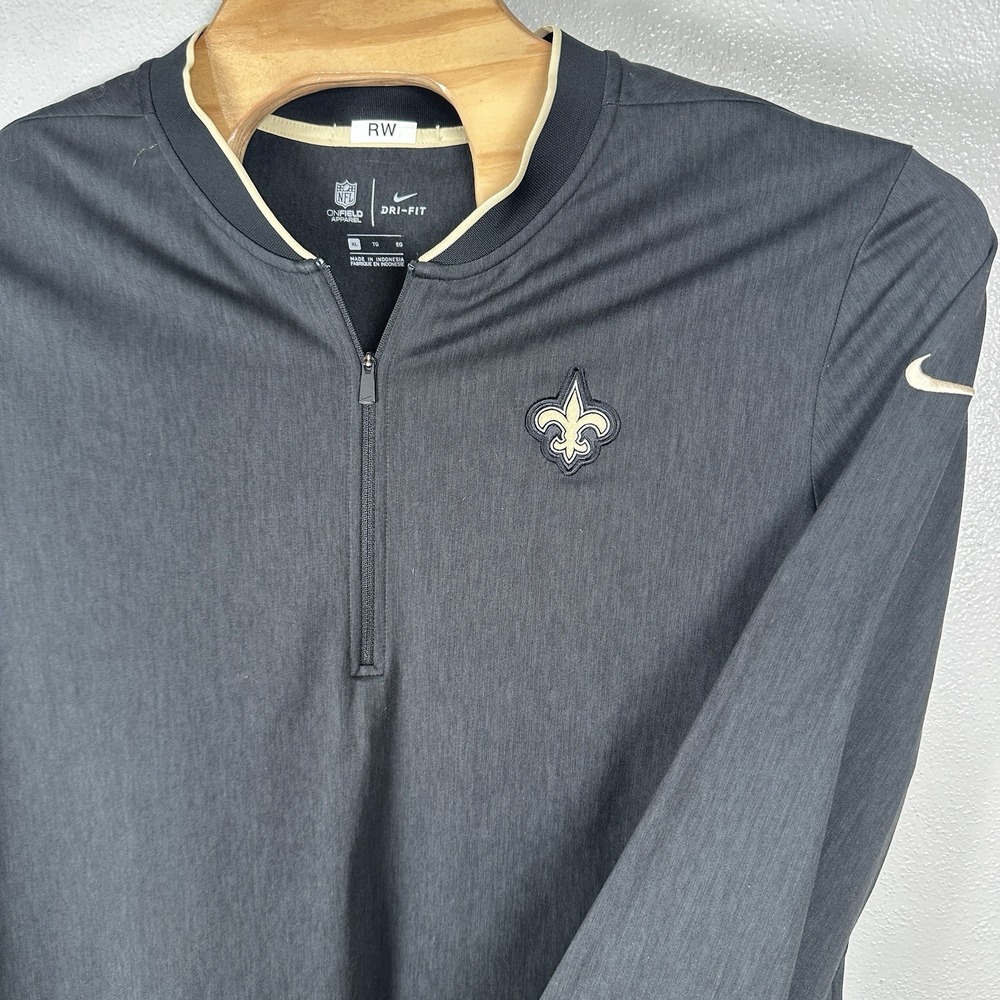 Nike On Field New Orleans Saints 1/4 Zip Pullover Mens XL Gray NFL Performance - Picture 3 of 7